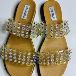 Steve Madden Tan Sandals with Multicolor Studs